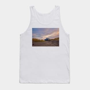 Blue Chevy Pickup on a sand dune at the beach Tank Top